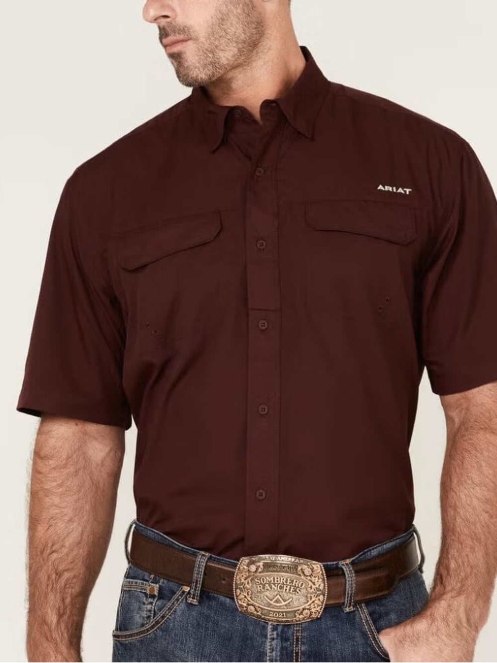 Ariat Mens VentTEK Outbound Classic Fit Shirt Burgundy